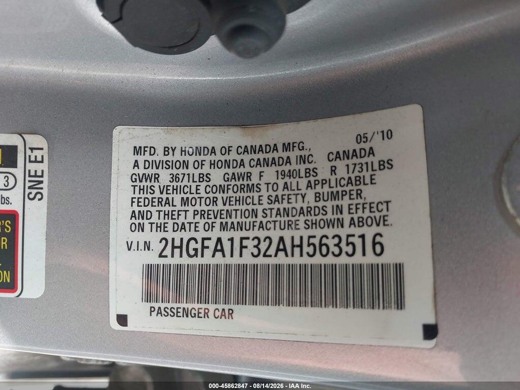 2HGFA1F32AH563516 2010 HONDA CIVIC photo no. 9