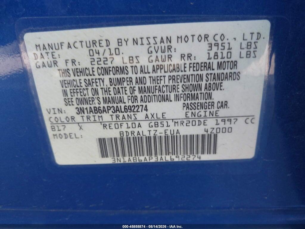 3N1AB6AP3AL692274 2010 NISSAN SENTRA photo no. 9