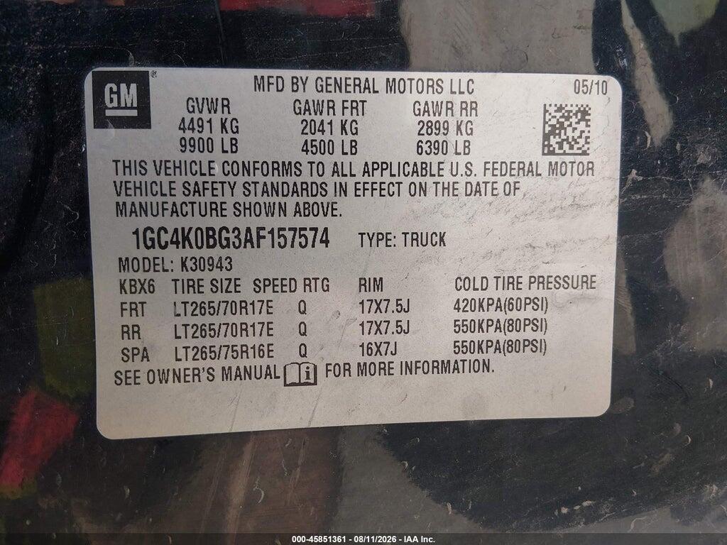 1GC4K0BG3AF157574 2010 CHEVROLET SILVERADO 3500HD photo no. 9