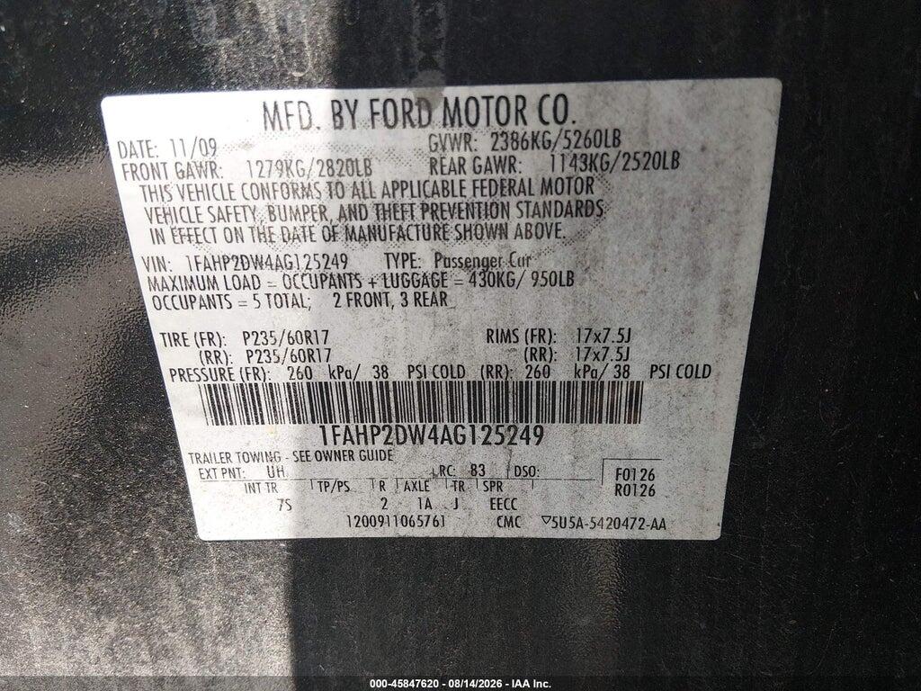 1FAHP2DW4AG125249 2010 FORD TAURUS photo no. 9