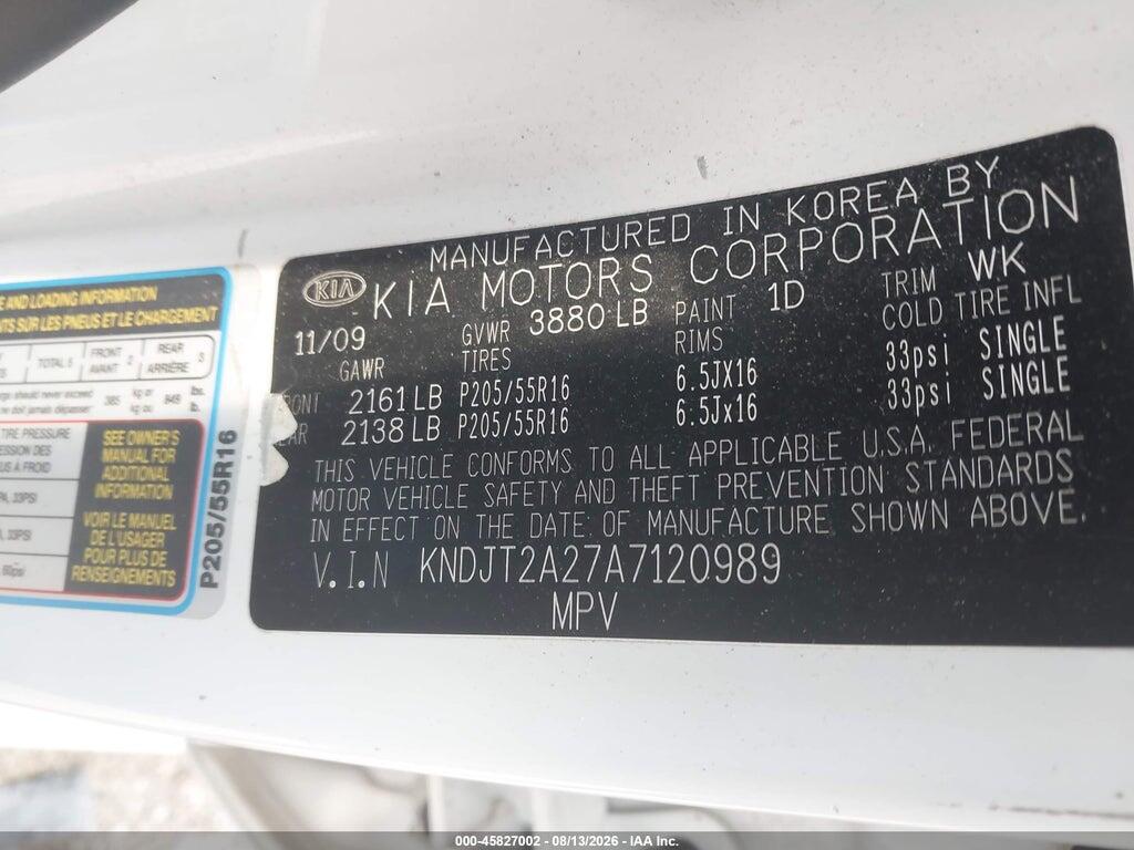 KNDJT2A27A7120989 2010 KIA SOUL photo no. 9