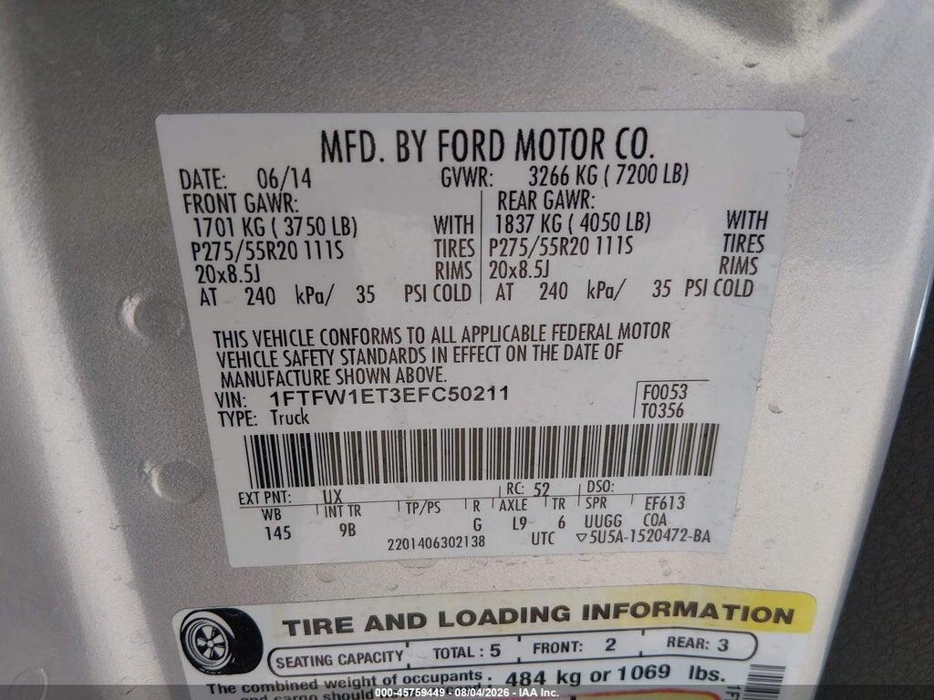 1FTFW1ET3EFC50211 2014 FORD F-150 photo no. 9