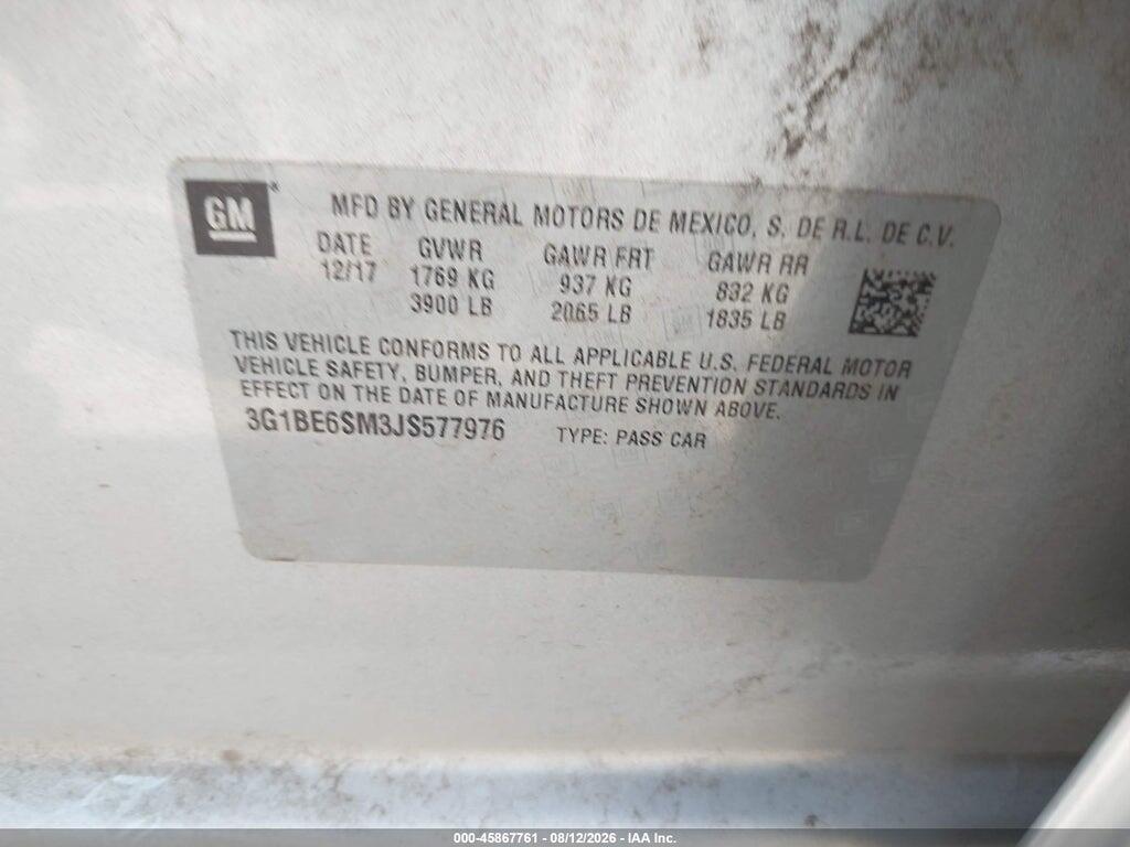 3G1BE6SM3JS577976 2018 CHEVROLET CRUZE photo no. 9