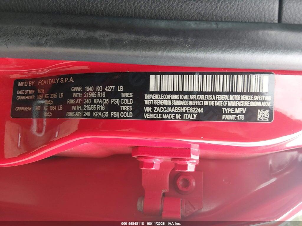 ZACCJAAB5HPE82244 2017 JEEP RENEGADE photo no. 9