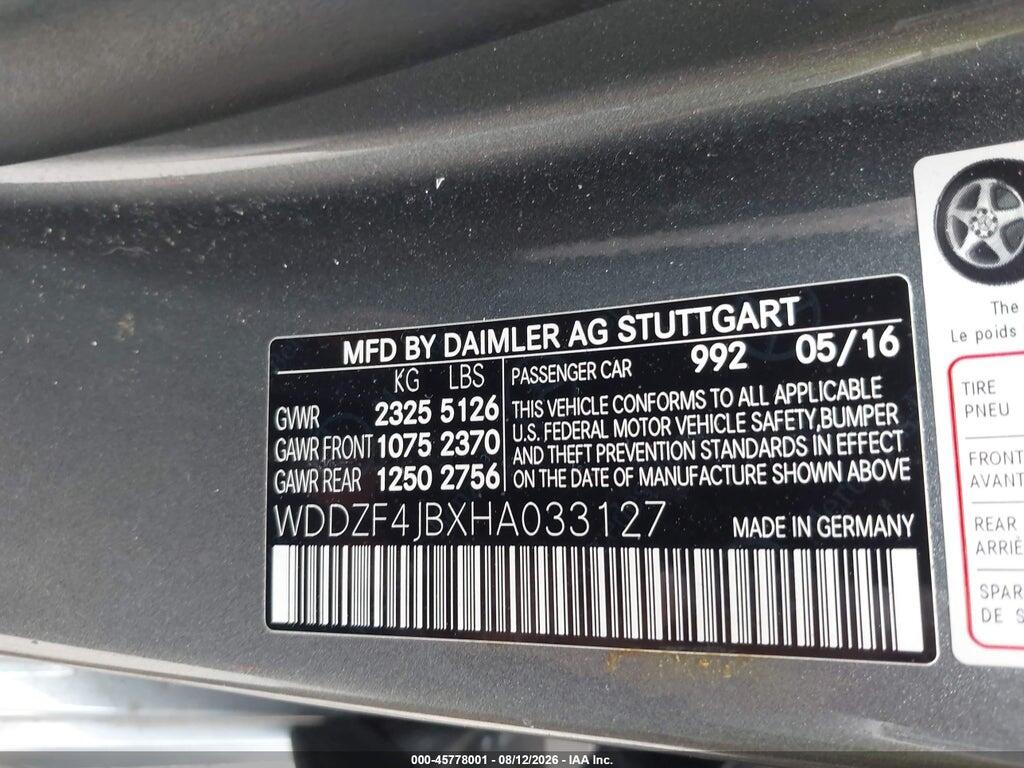 WDDZF4JBXHA033127 2017 MERCEDES-BENZ E 300 photo no. 9