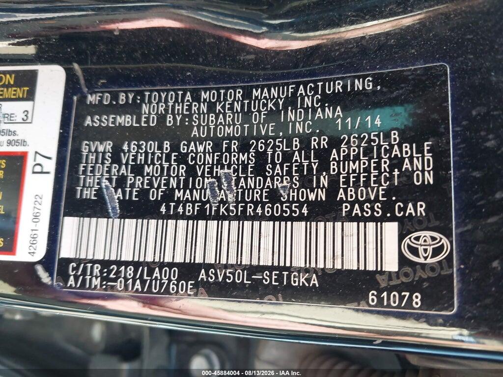 4T4BF1FK5FR460554 2015 TOYOTA CAMRY photo no. 9