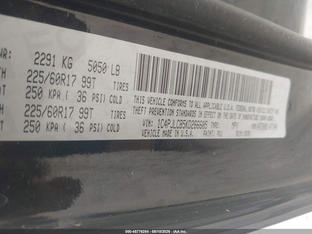 1C4PJLCB5KD266605 2019 JEEP CHEROKEE photo no. 9