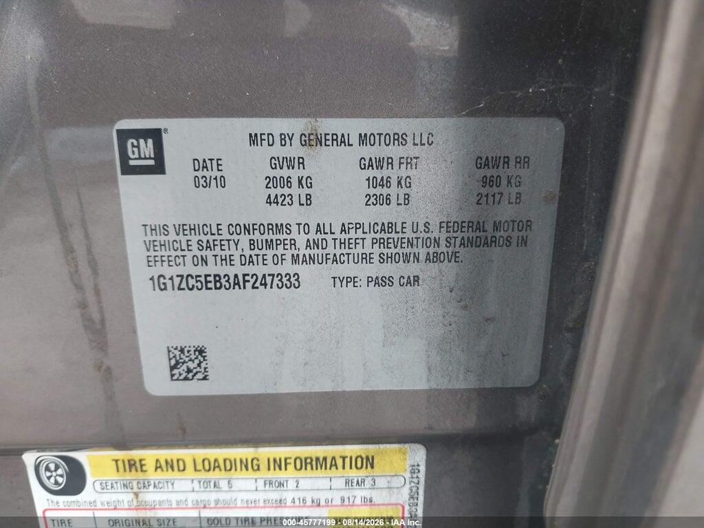 1G1ZC5EB3AF247333 2010 CHEVROLET MALIBU photo no. 9