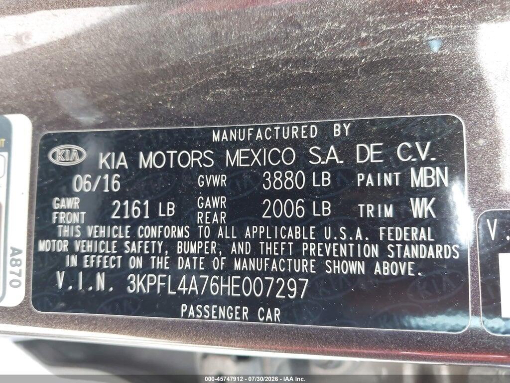 3KPFL4A76HE007297 2017 KIA FORTE photo no. 9