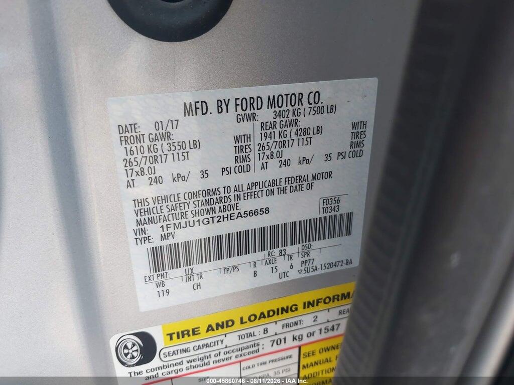 1FMJU1GT2HEA56658 2017 FORD EXPEDITION photo no. 9