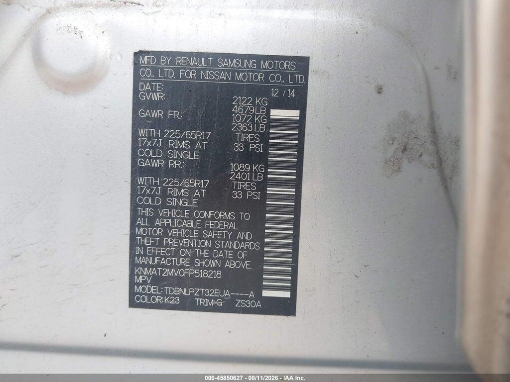 KNMAT2MV0FP518218 2015 NISSAN ROGUE photo no. 9