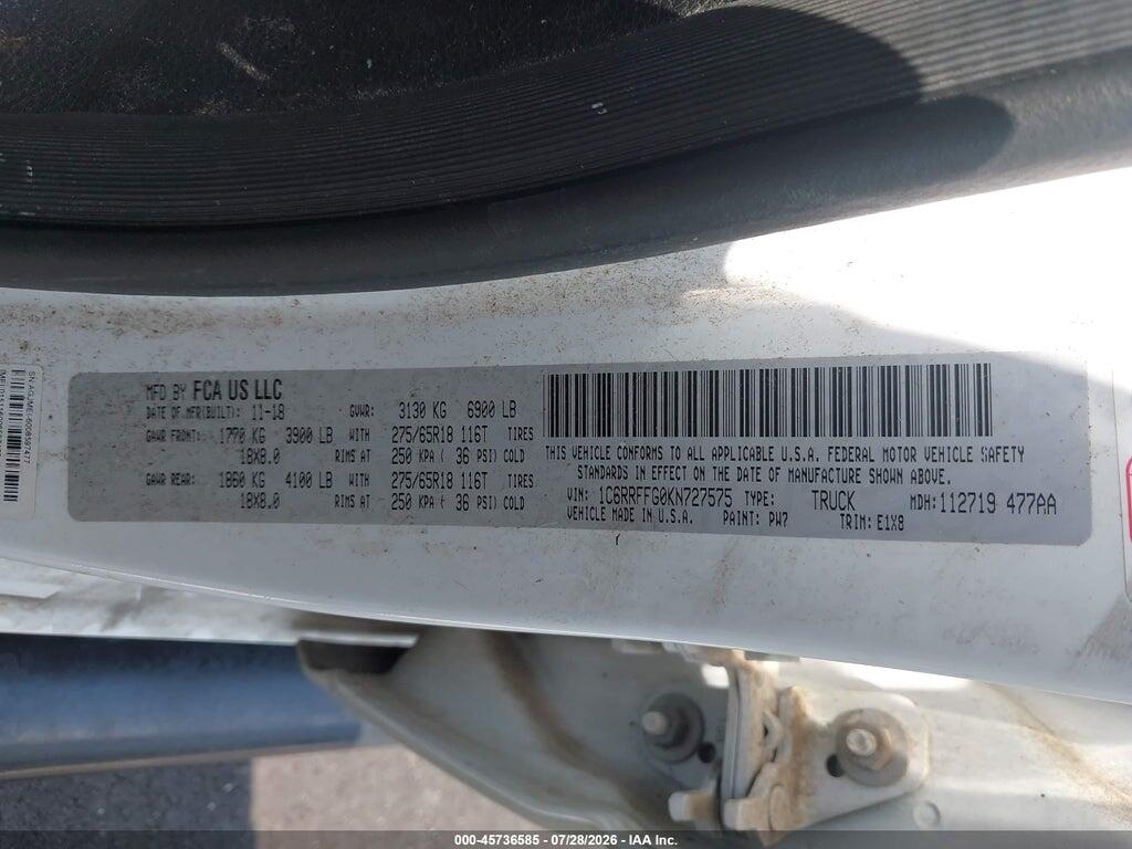 1C6RRFFG0KN727575 2019 RAM 1500 photo no. 9