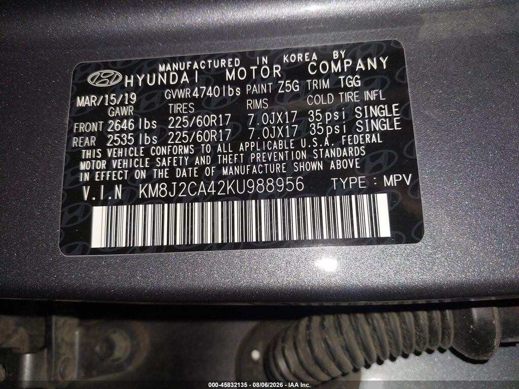 KM8J2CA42KU988956 2019 HYUNDAI TUCSON photo no. 9