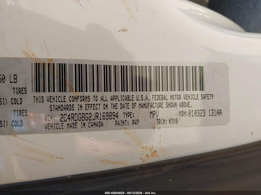 2C4RDGBG2JR169894 2018 DODGE GRAND CARAVAN photo no. 9