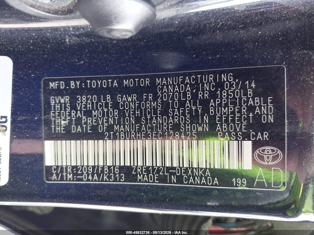 2T1BURHE3EC128425 2014 TOYOTA COROLLA photo no. 9