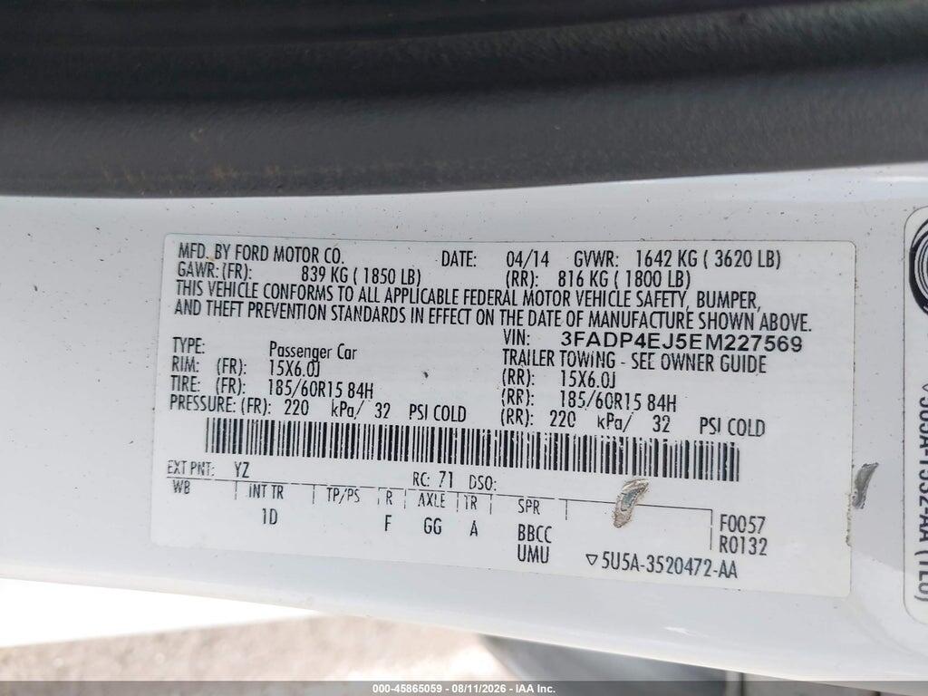 3FADP4EJ5EM227569 2014 FORD FIESTA photo no. 9