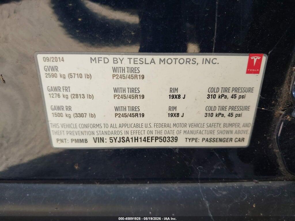 5YJSA1H14EFP50339 2014 TESLA MODEL S photo no. 9
