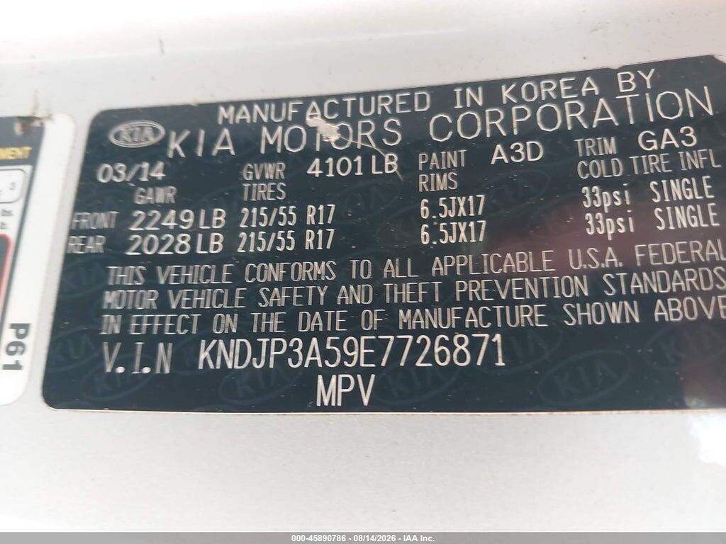 KNDJP3A59E7726871 2014 KIA SOUL photo no. 9