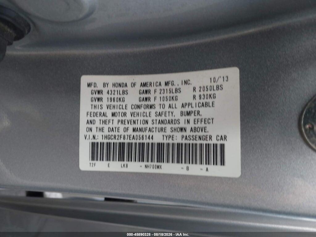 1HGCR2F87EA056144 2014 HONDA ACCORD photo no. 9