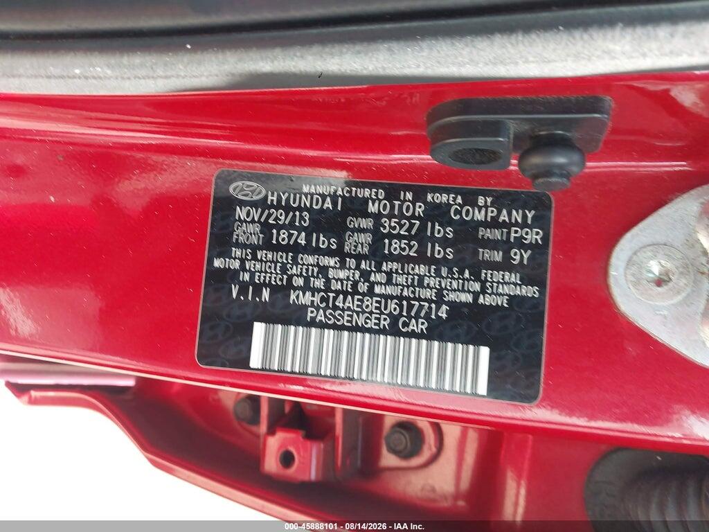 KMHCT4AE8EU617714 2014 HYUNDAI ACCENT photo no. 9