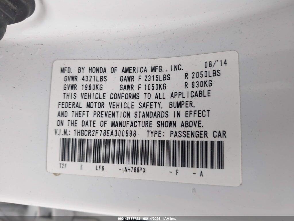 1HGCR2F78EA300598 2014 HONDA ACCORD photo no. 9
