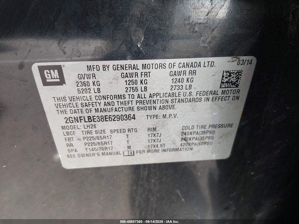 2GNFLBE38E6290364 2014 CHEVROLET EQUINOX photo no. 9