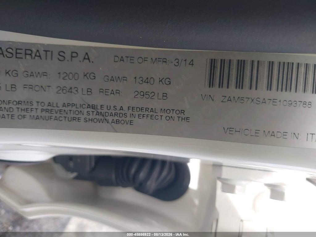 ZAM57XSA7E1093788 2014 MASERATI GHIBLI photo no. 9