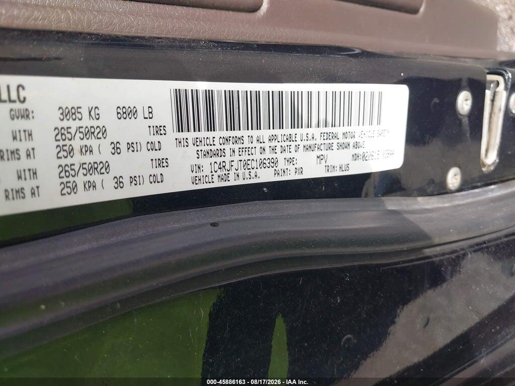 1C4RJFJT0EC106390 2014 JEEP GRAND CHEROKEE photo no. 9