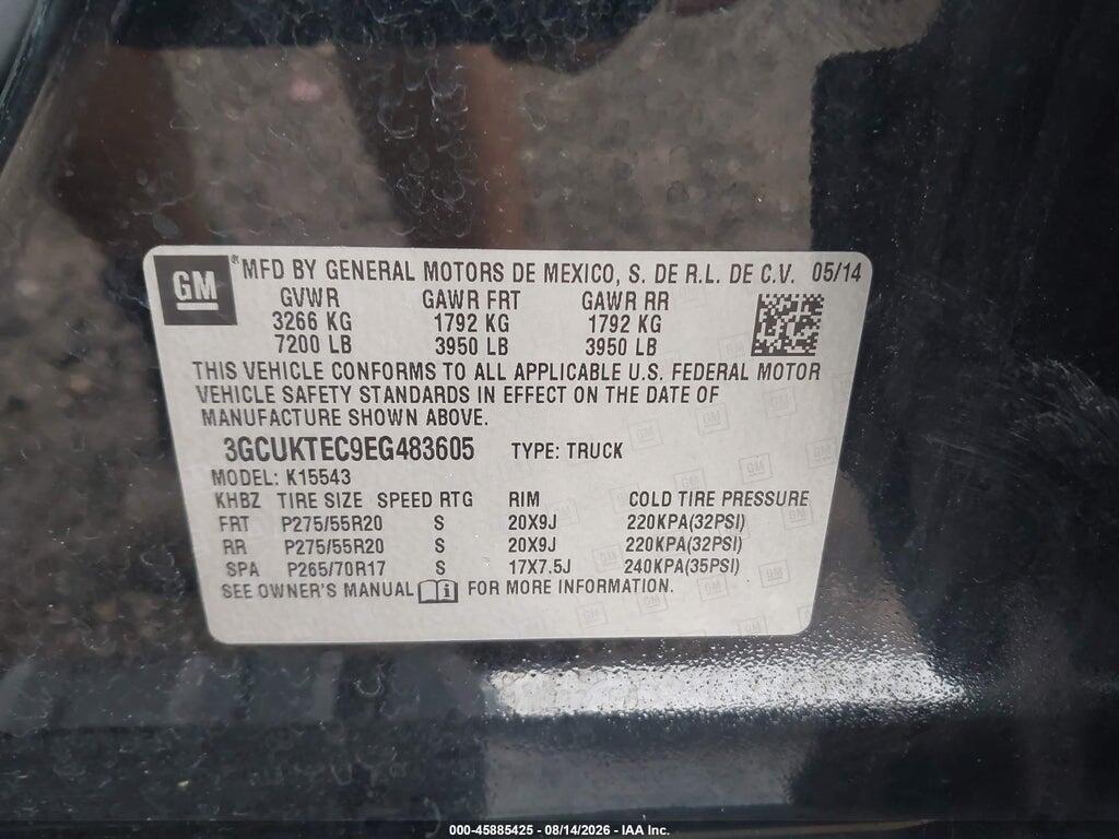 3GCUKTEC9EG483605 2014 CHEVROLET SILVERADO 1500 photo no. 9