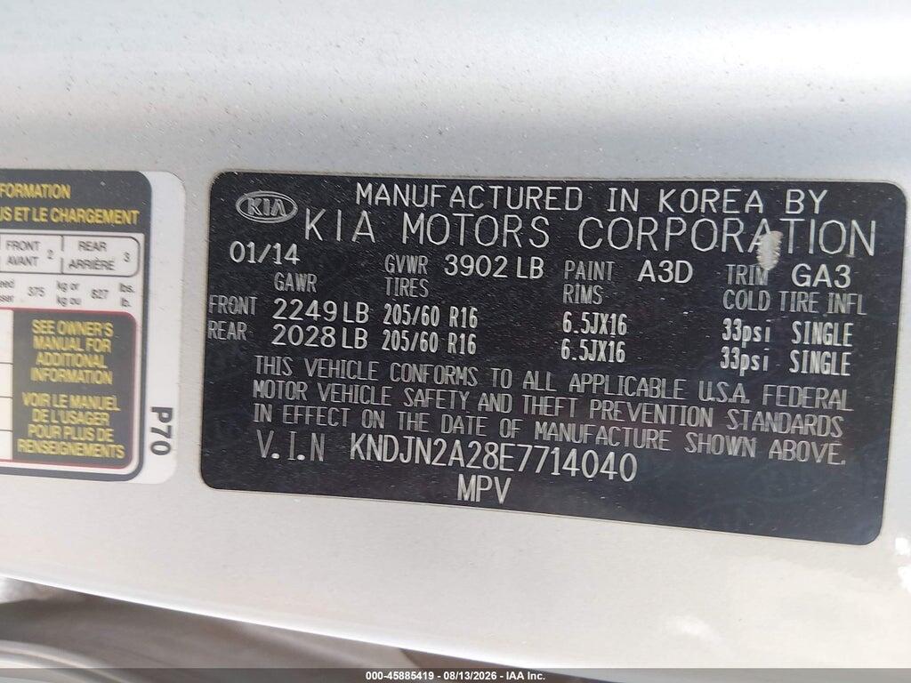 KNDJN2A28E7714040 2014 KIA SOUL photo no. 9