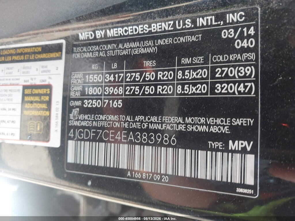 4JGDF7CE4EA383986 2014 MERCEDES-BENZ GL 450 photo no. 9