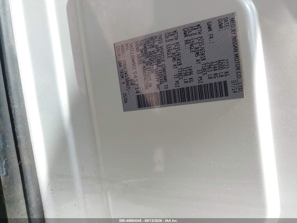 5N1CL0MM9EC545214 2014 INFINITI QX60 HYBRID photo no. 9