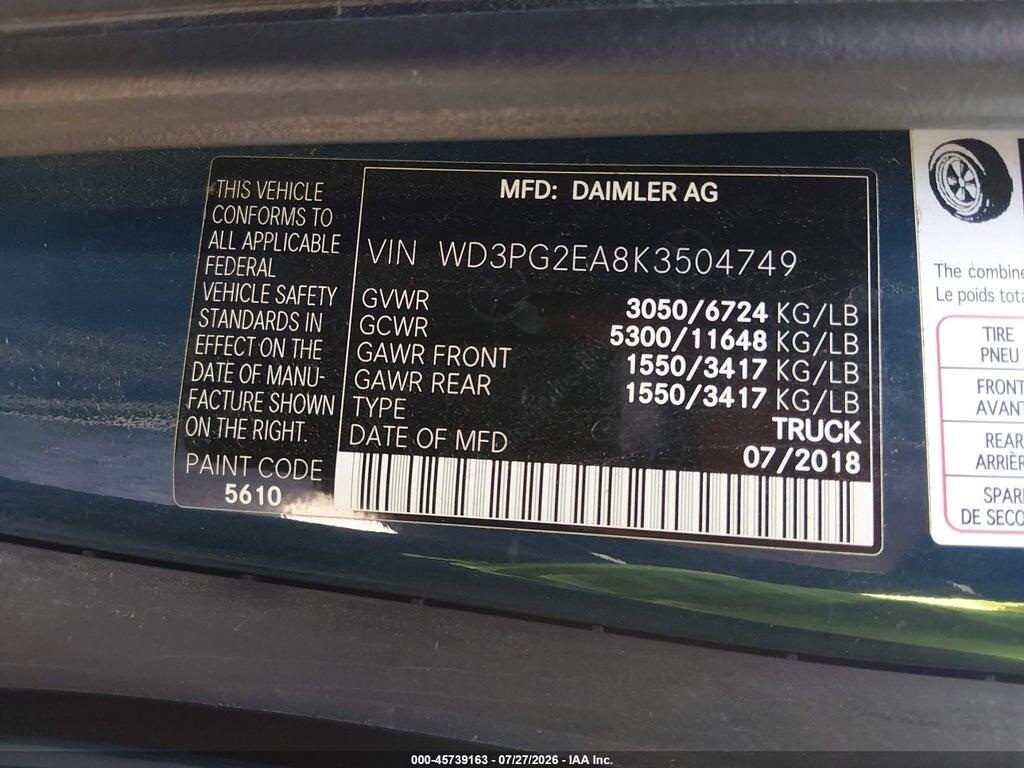 WD3PG2EA8K3504749 2019 MERCEDES-BENZ METRIS photo no. 9