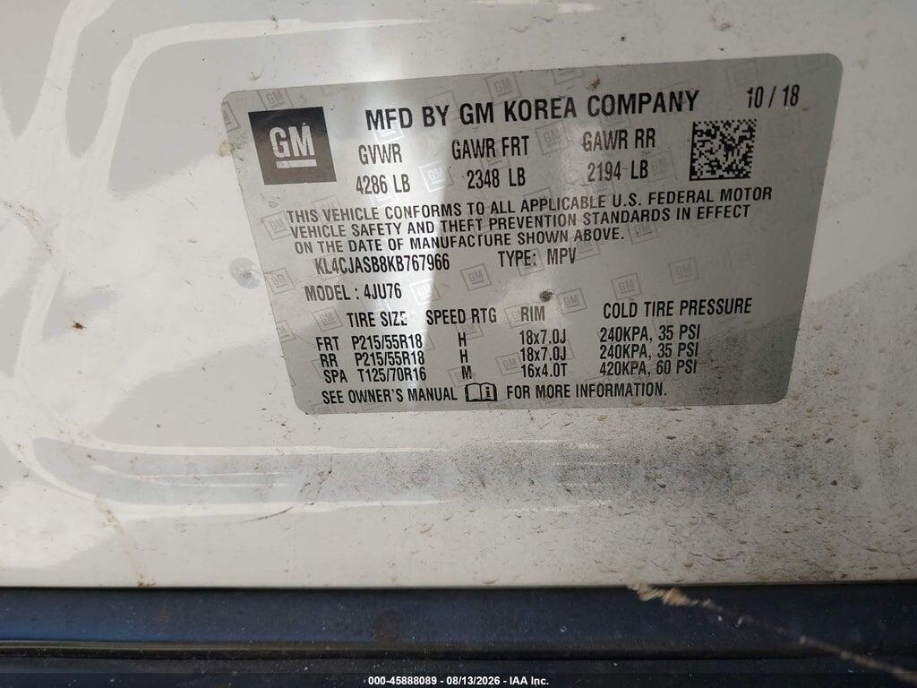 KL4CJASB8KB767966 2019 BUICK ENCORE photo no. 9