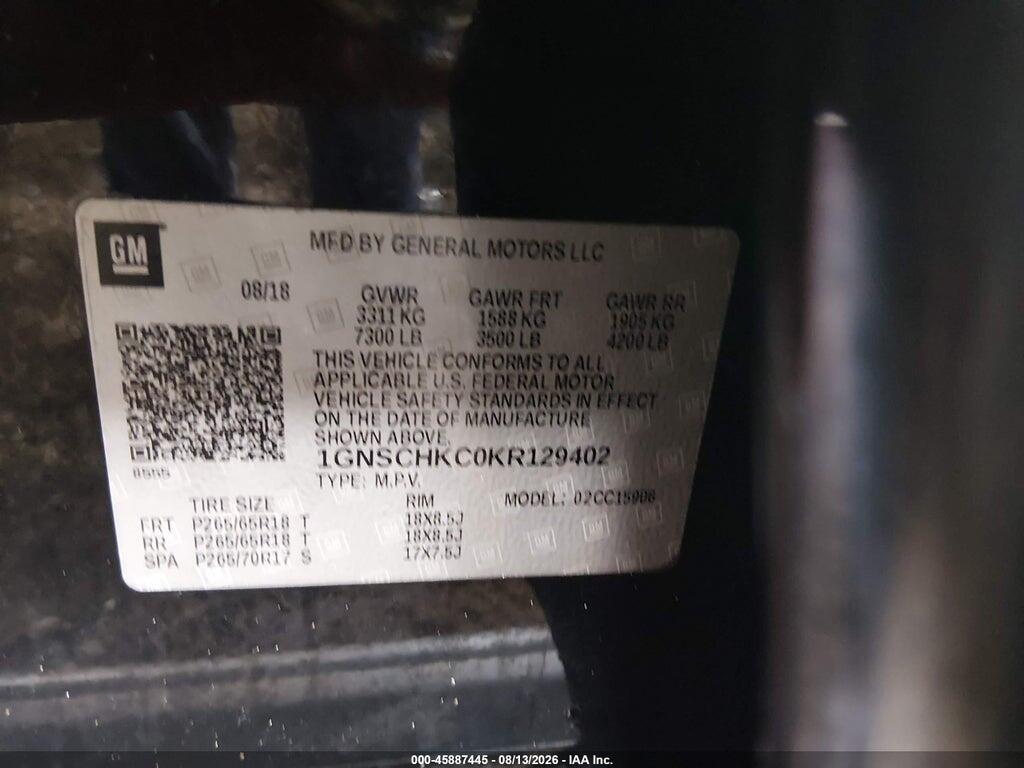 1GNSCHKC0KR129402 2019 CHEVROLET SUBURBAN photo no. 9