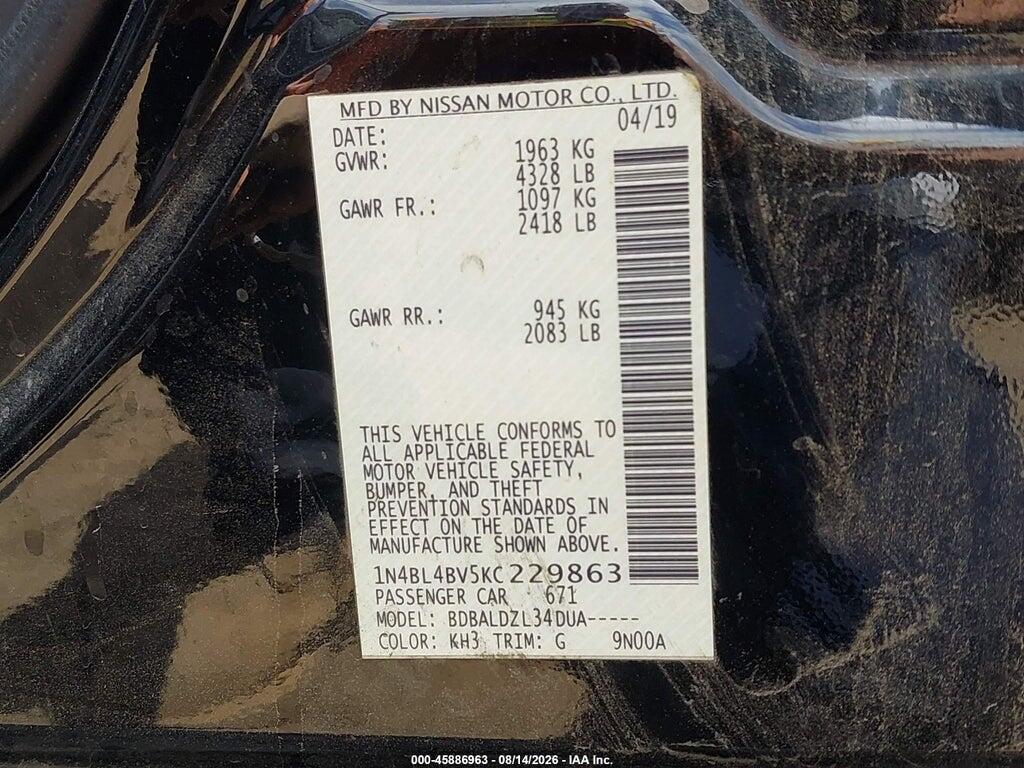 1N4BL4BV5KC229863 2019 NISSAN ALTIMA photo no. 9