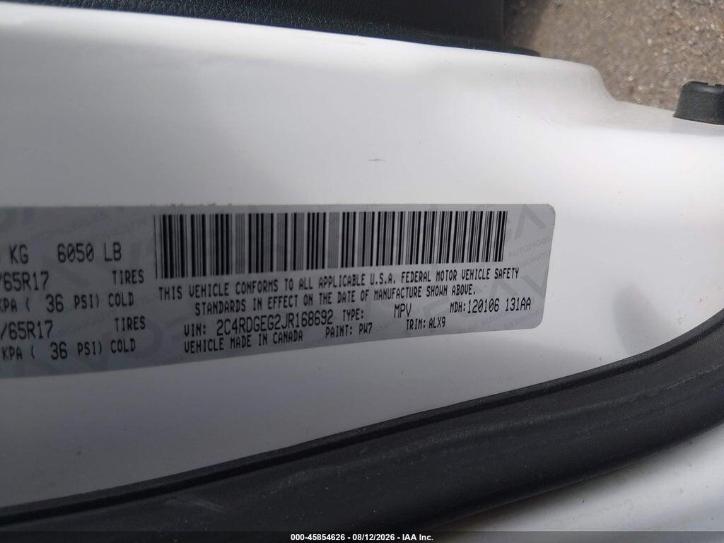 2C4RDGEG2JR168692 2018 DODGE GRAND CARAVAN photo no. 9