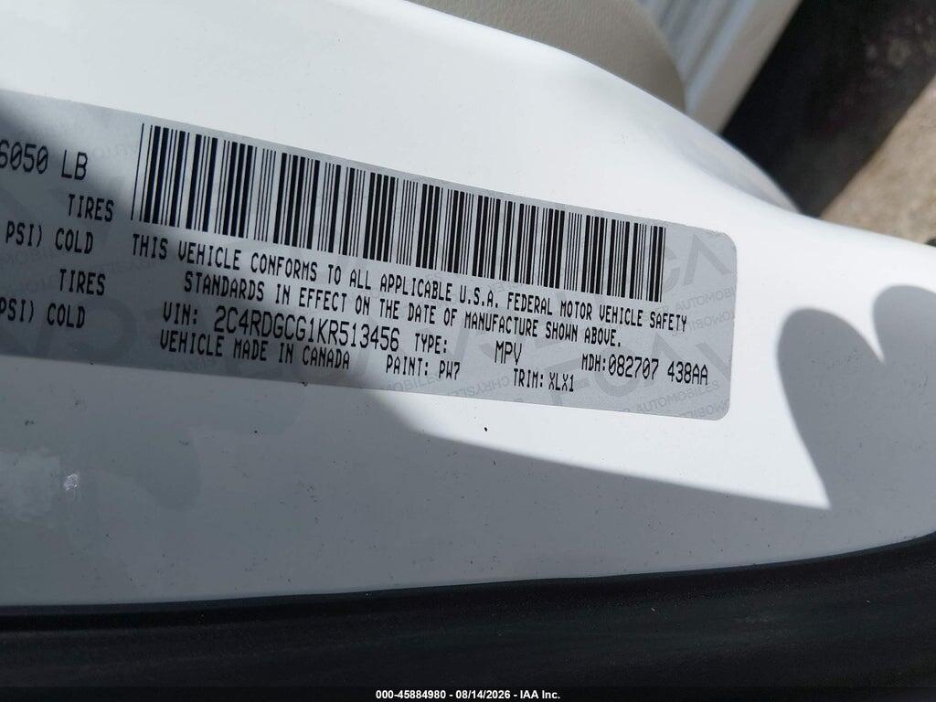 2C4RDGCG1KR513456 2019 DODGE GRAND CARAVAN photo no. 9