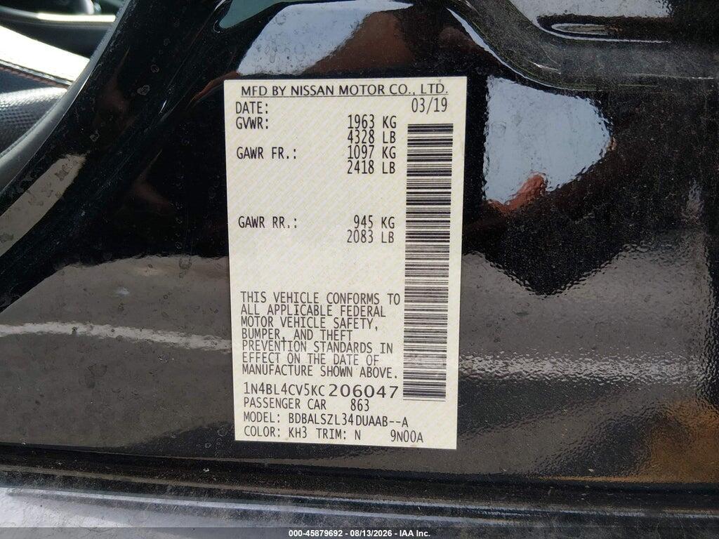 1N4BL4CV5KC206047 2019 NISSAN ALTIMA photo no. 9