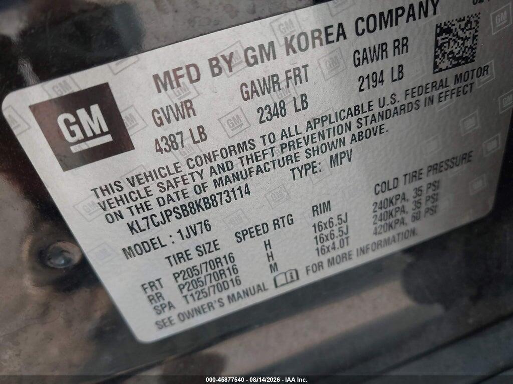 KL7CJPSB8KB873114 2019 CHEVROLET TRAX photo no. 9