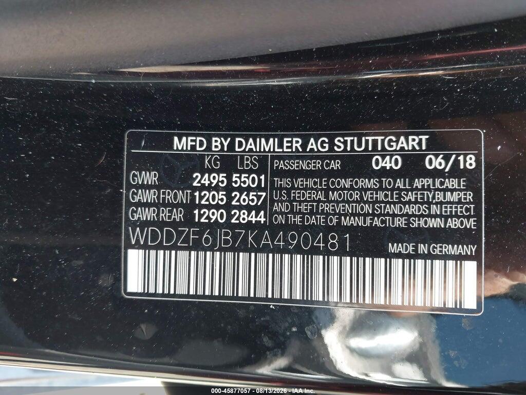 WDDZF6JB7KA490481 2019 MERCEDES-BENZ E 450 photo no. 9