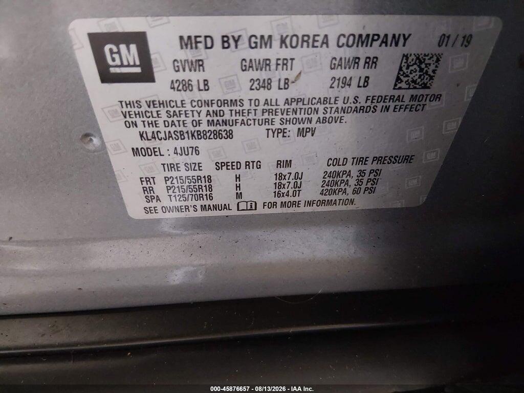 KL4CJASB1KB828638 2019 BUICK ENCORE photo no. 9