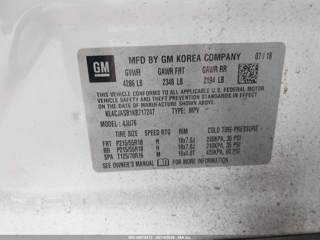 KL4CJASB1KB717247 2019 BUICK ENCORE photo no. 9