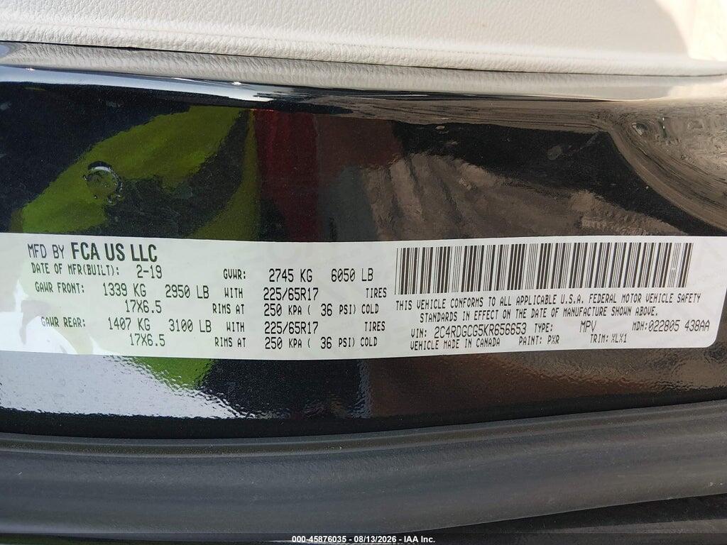 2C4RDGCG5KR656653 2019 DODGE GRAND CARAVAN photo no. 9