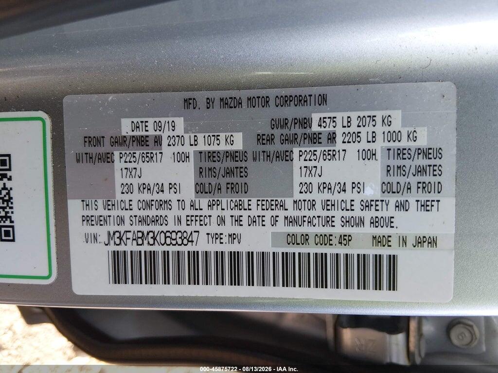 JM3KFABM3K0693847 2019 MAZDA CX-5 photo no. 9