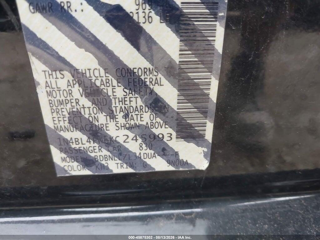 1N4BL4FW6KC245993 2019 NISSAN ALTIMA photo no. 9
