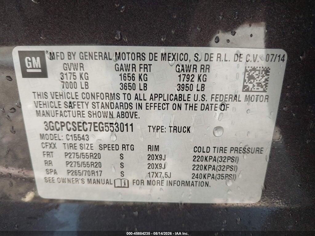 3GCPCSEC7EG553011 2014 CHEVROLET SILVERADO 1500 photo no. 9