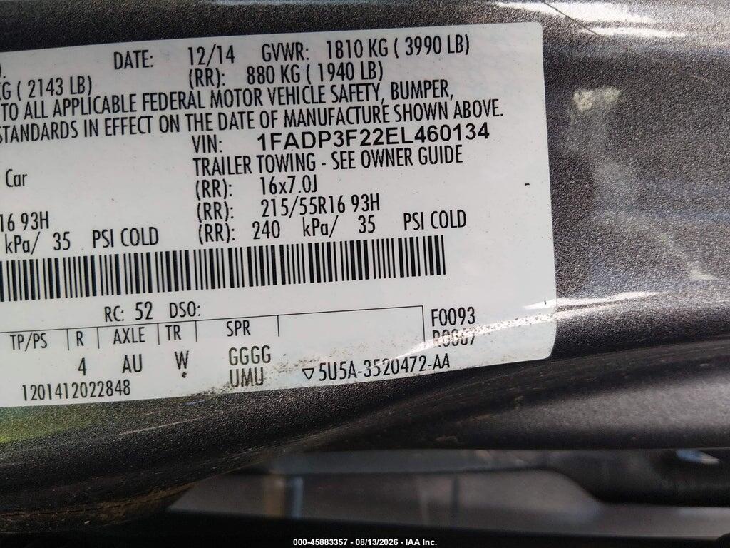 1FADP3F22EL460134 2014 FORD FOCUS photo no. 9