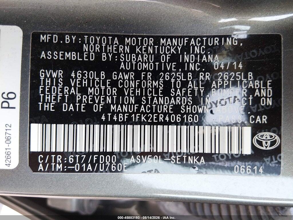 4T1BF1FK0EU441337 2014 TOYOTA CAMRY photo no. 9