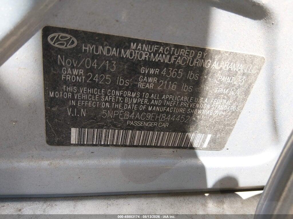 5NPEB4AC9EH844452 2014 HYUNDAI SONATA photo no. 9